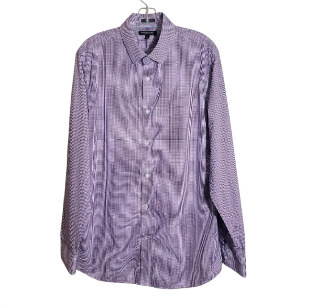 Banana Republic slim fit red blue white plaid non iron cotton shirt men large